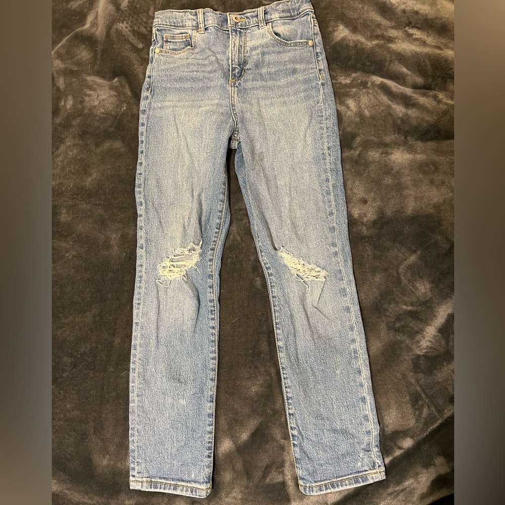 Girls Straight Ripped Jeans